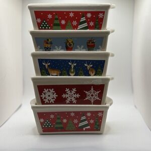Christmas Themed Mini Bread Loaf Lot Ceramic Stoneware Baking Pan 5" x 3"